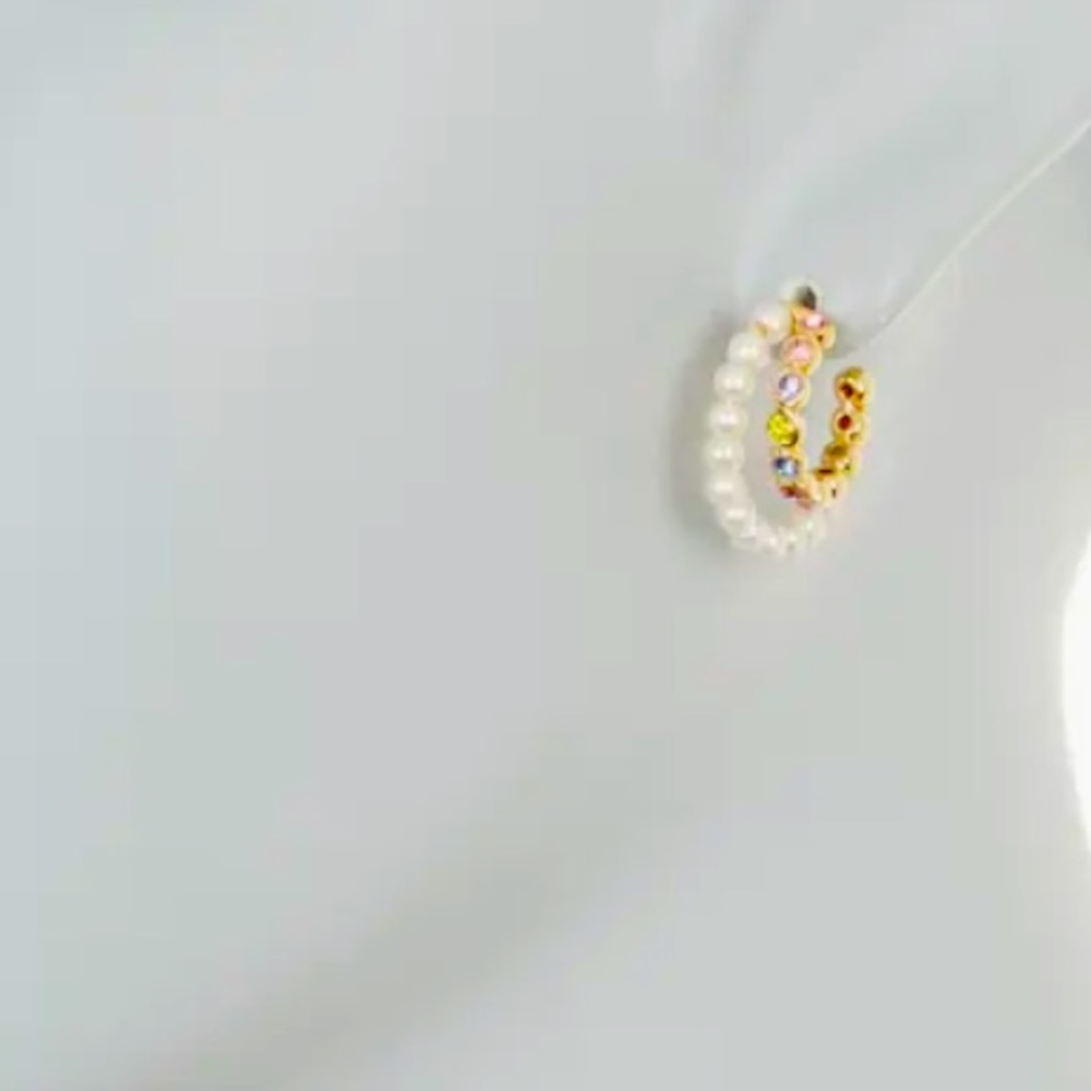 New Kate Spade Pearl Caviar Double Huggies - Picture 13 of 14